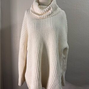 Abercrombie & Fitch Cream Cowl Neck Chenille Sweater size Large